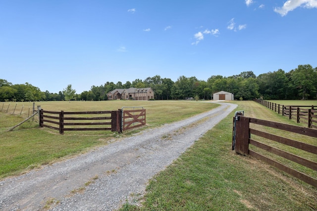 view of street featuring a rural view