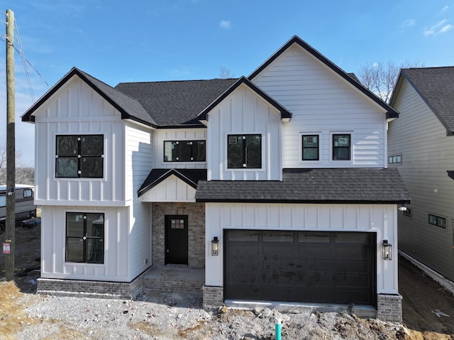 modern farmhouse with a garage