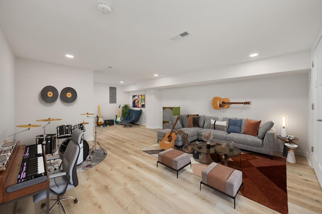 living room featuring light hardwood / wood-style floors