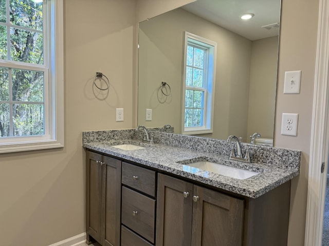 bathroom featuring vanity and a healthy amount of sunlight