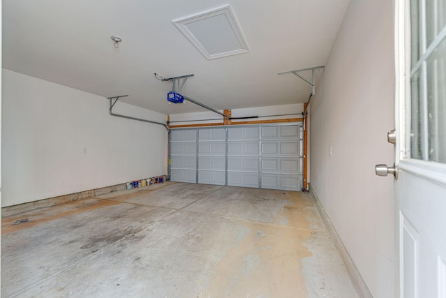 garage with a garage door opener