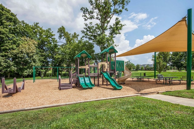 view of play area with a lawn