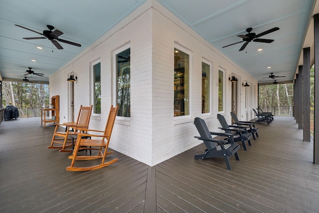 deck with covered porch