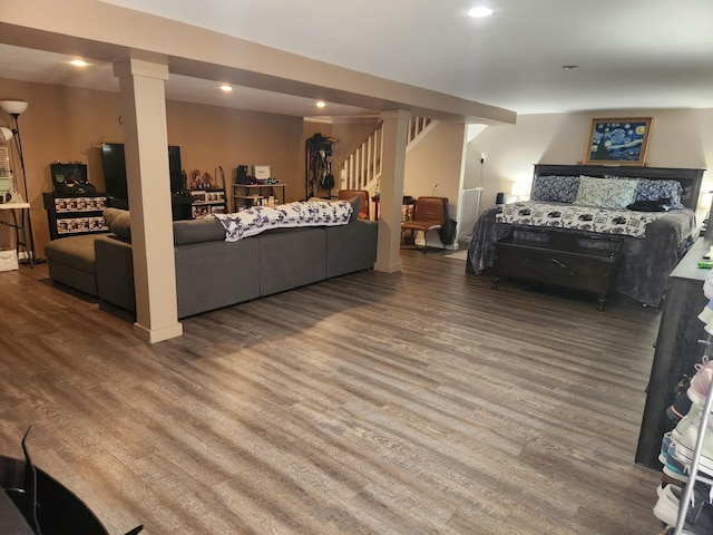 living room with hardwood / wood-style flooring