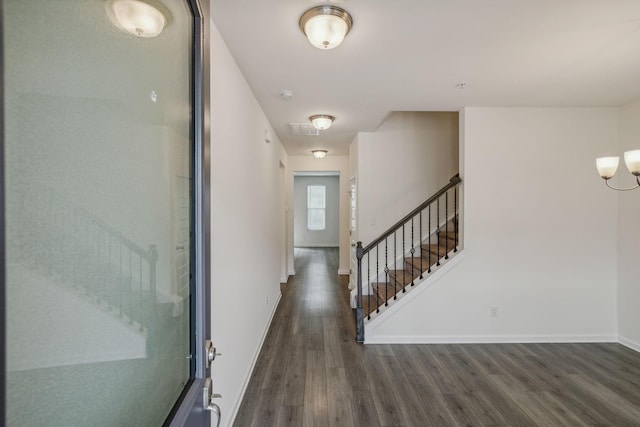 entryway with dark hardwood / wood-style floors