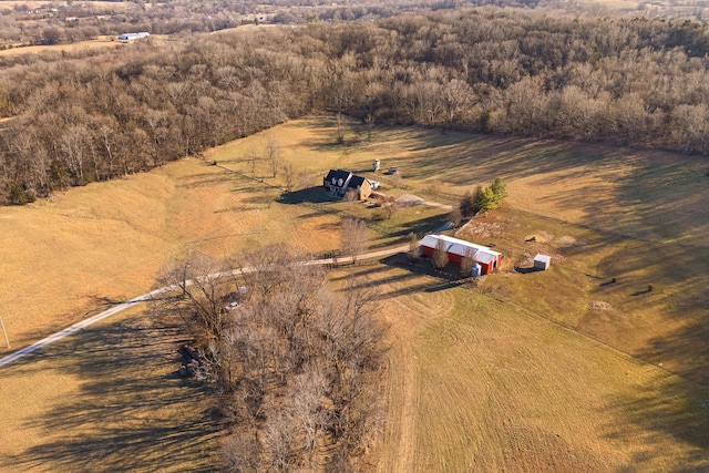 aerial view featuring a rural view