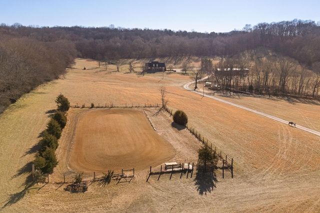 drone / aerial view with a rural view