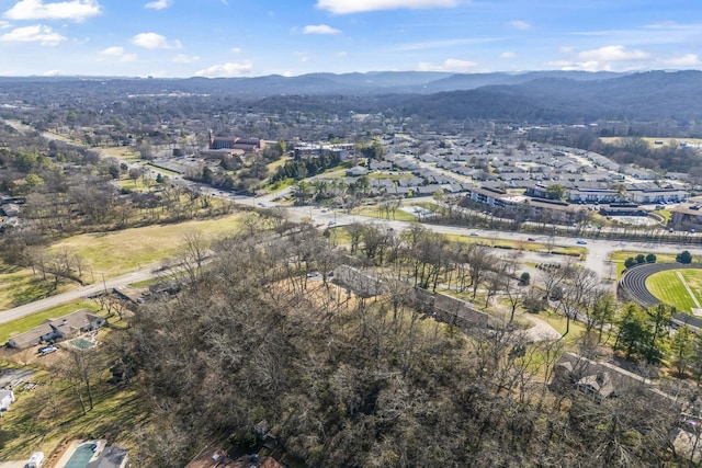 birds eye view of property featuring a mountain view