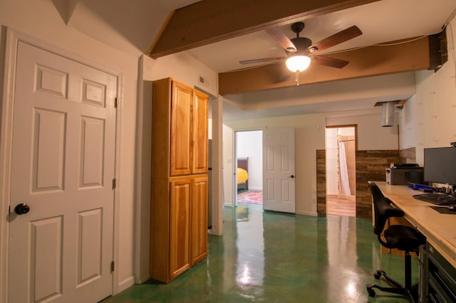 office area featuring ceiling fan