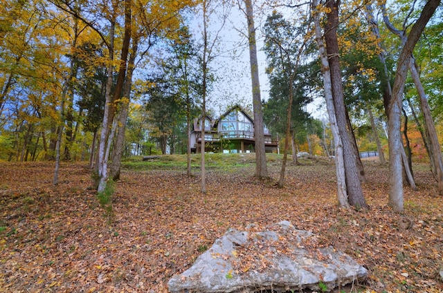 view of yard with a deck