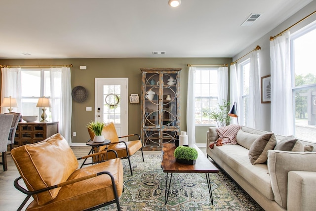 living room with hardwood / wood-style flooring