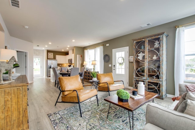 living room featuring light hardwood / wood-style flooring