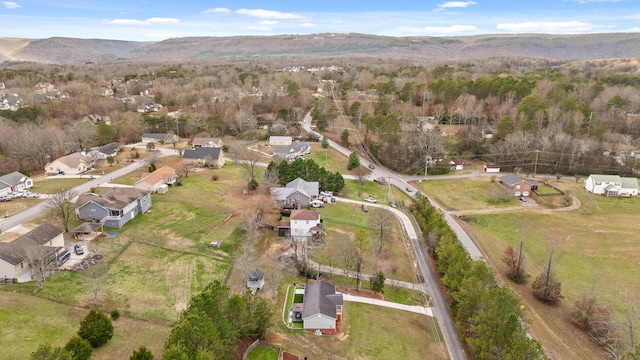 birds eye view of property featuring a mountain view