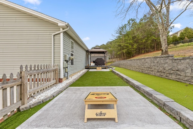 view of patio featuring a gazebo