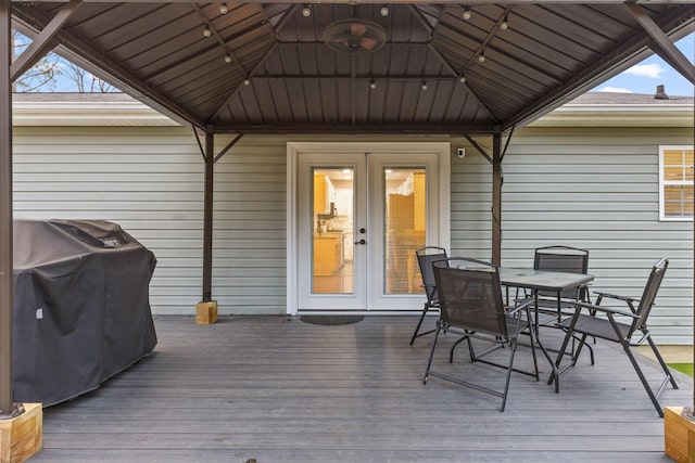 deck featuring a gazebo and area for grilling