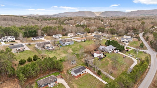 birds eye view of property featuring a mountain view