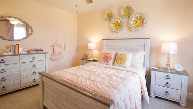 bedroom featuring carpet and ceiling fan