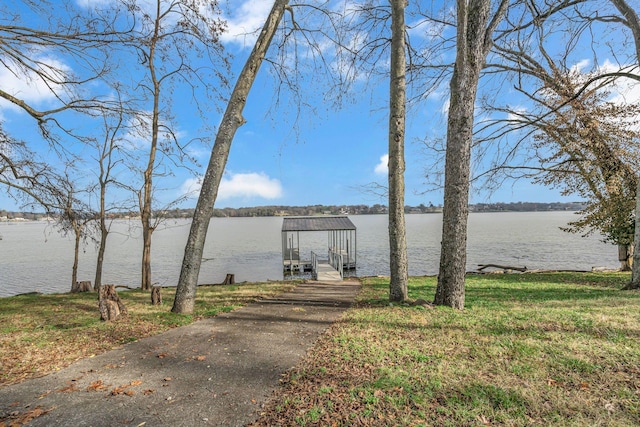 view of dock featuring a water view