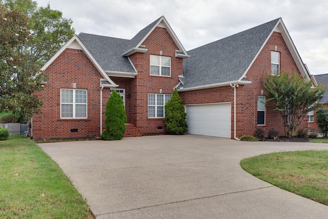 front facade with a garage