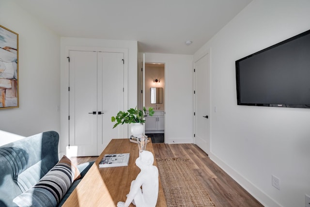 interior space with light hardwood / wood-style flooring