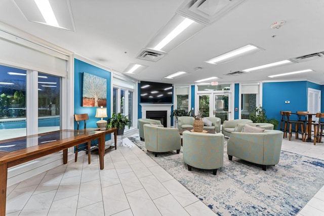 view of tiled living room