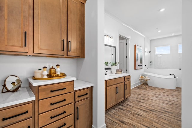 bathroom featuring a bath and vanity