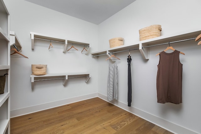 walk in closet featuring wood-type flooring