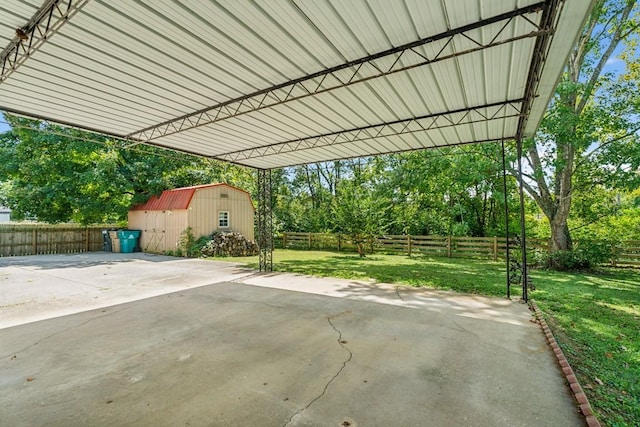 view of patio / terrace with an outbuilding