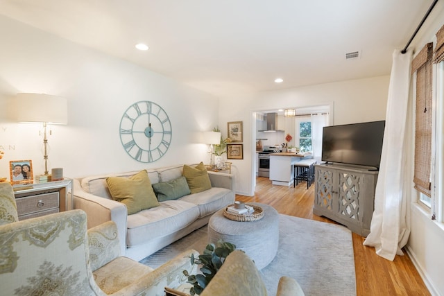 living room featuring light hardwood / wood-style floors