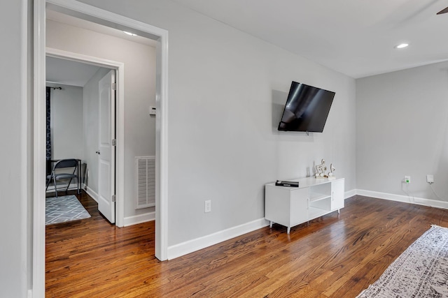 living room with dark wood-type flooring