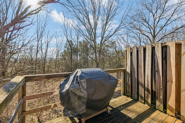 deck featuring area for grilling