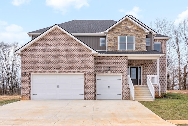 view of front of house with a garage