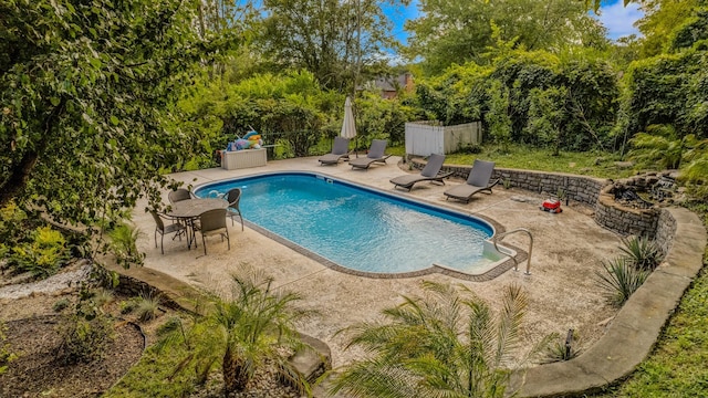 view of pool featuring a patio area