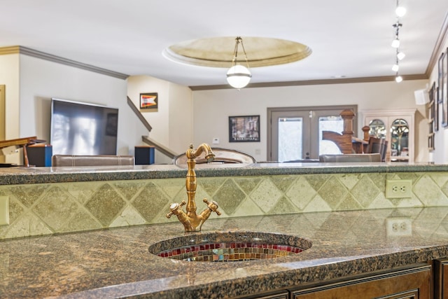 reception area with sink and french doors