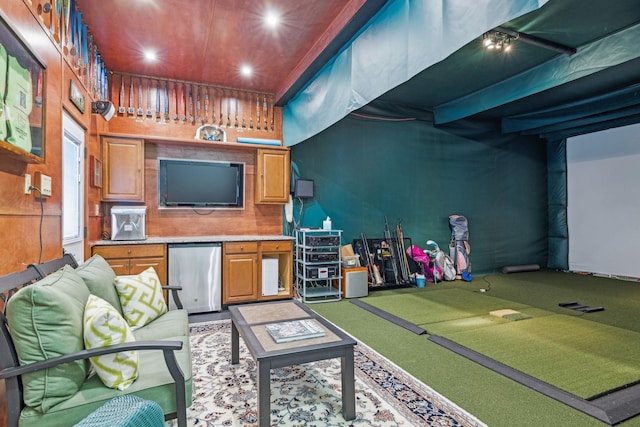 interior space with golf simulator