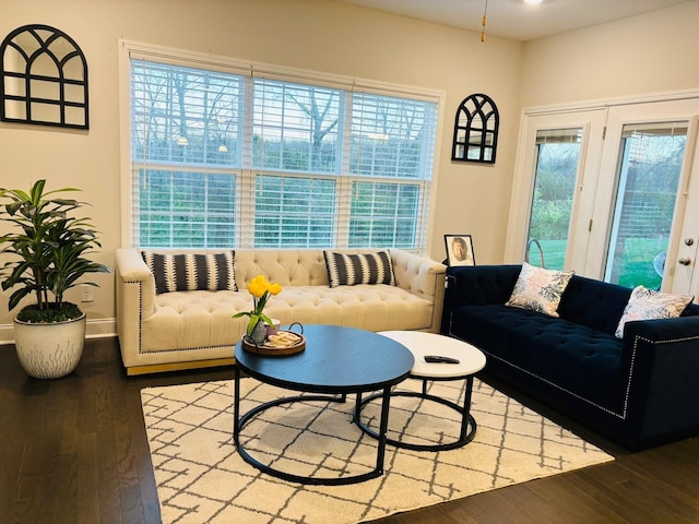 living room with hardwood / wood-style floors