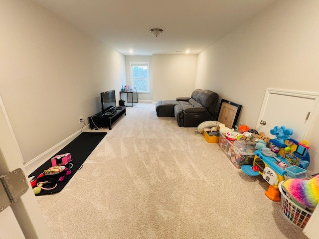 rec room with carpet