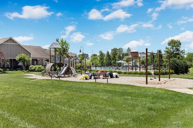 view of playground featuring a yard