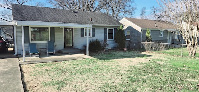 view of front of home with a front yard