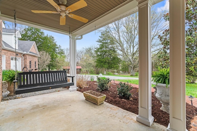 view of patio with ceiling fan