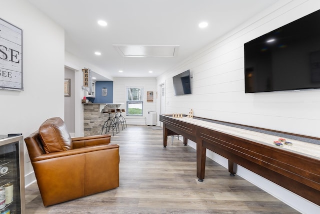 recreation room featuring hardwood / wood-style floors