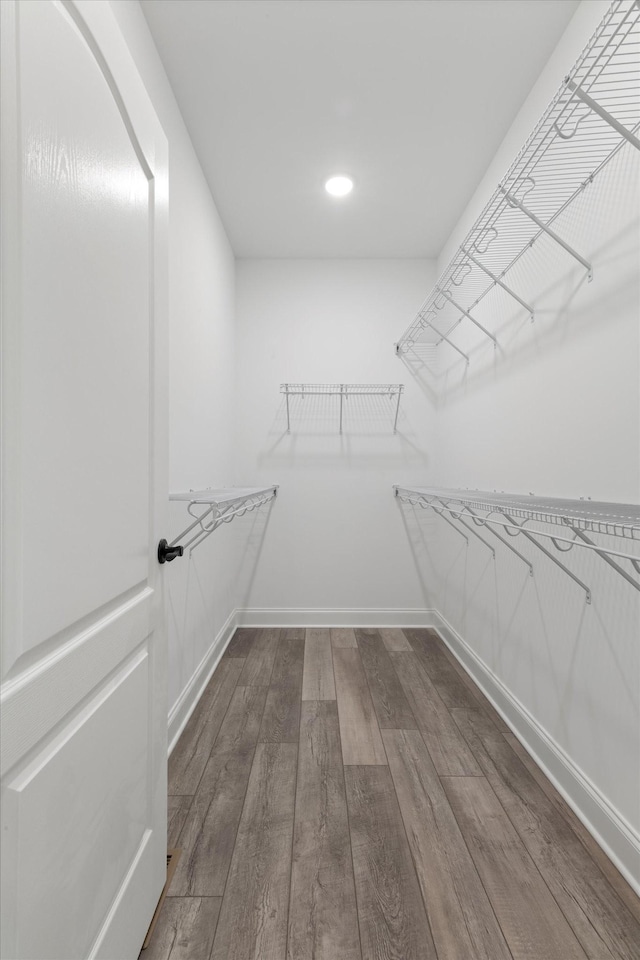 spacious closet featuring hardwood / wood-style floors