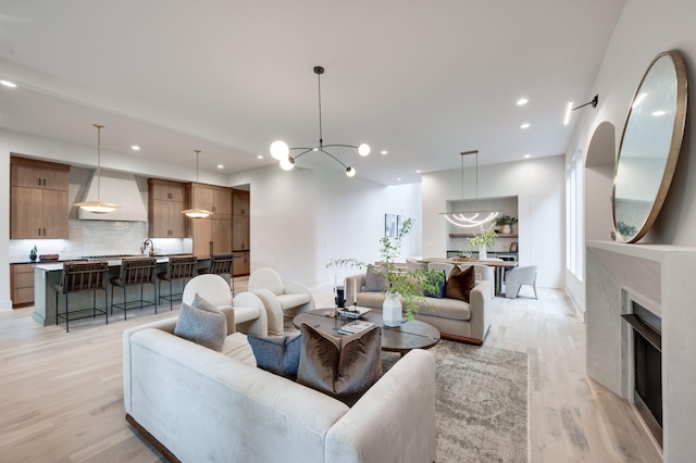 living room featuring light hardwood / wood-style flooring