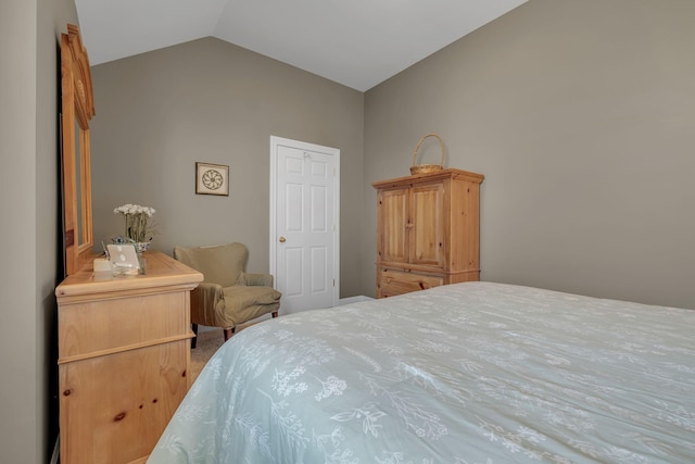 bedroom with lofted ceiling