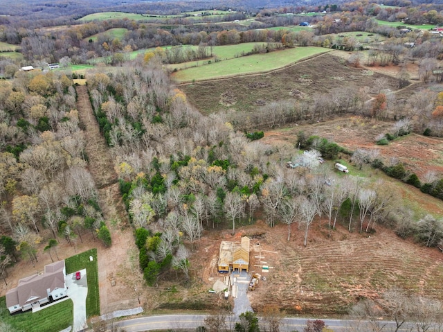 aerial view featuring a rural view