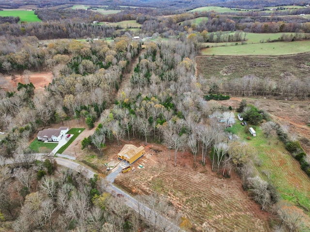 drone / aerial view featuring a rural view