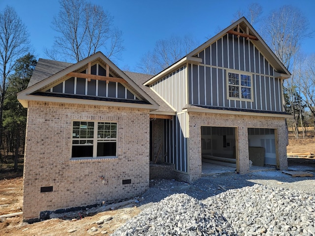 unfinished property with a garage