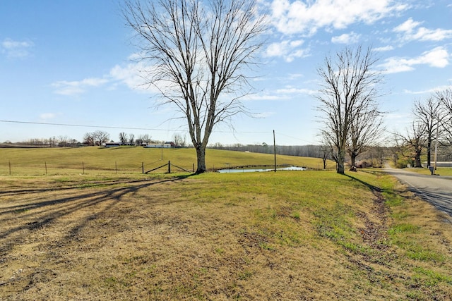 view of yard with a rural view