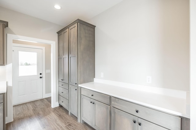 kitchen with light hardwood / wood-style floors