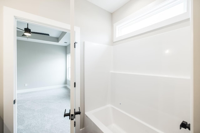 bathroom featuring ceiling fan